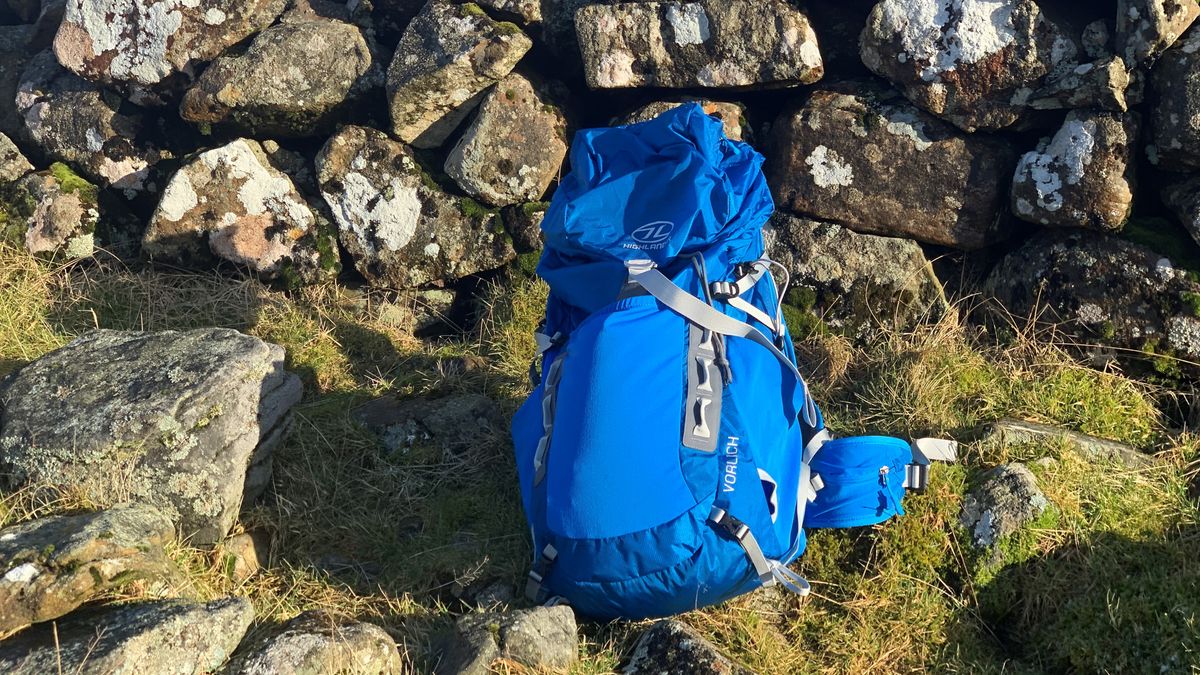 40 litre rucksack packed for the trail